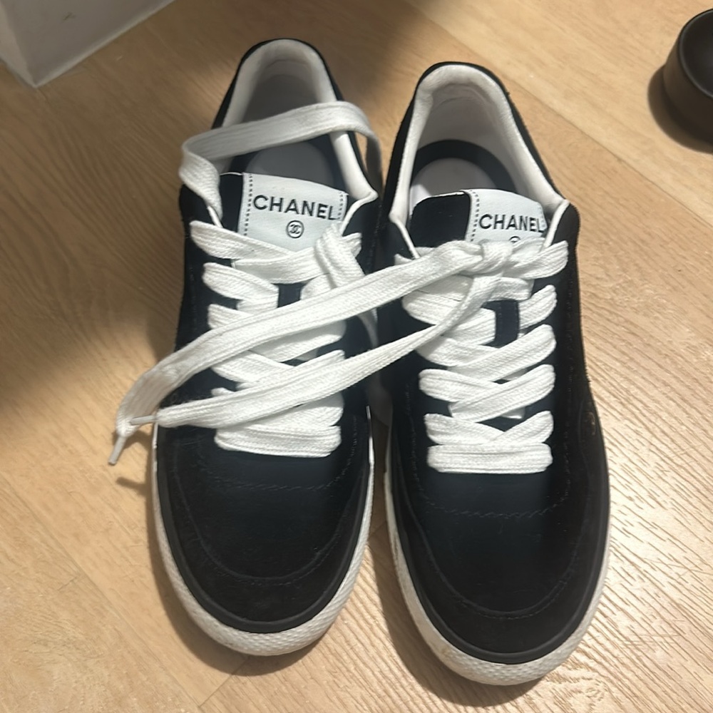 Chanel black and white Sneaker Trainers/ Keds  - Euro 38 - US